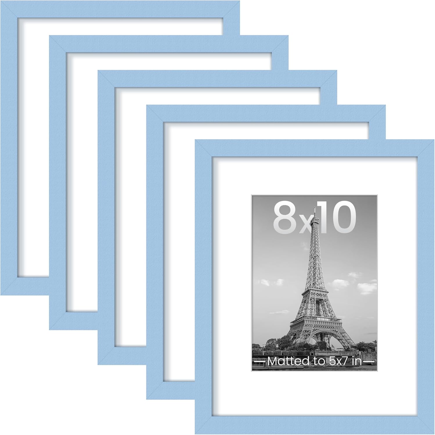 Upsimples 8x10 Picture Frame Set of 5 - Display 5x7 or 8x10 Photos | Stylish Blue Wall Gallery Frames