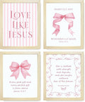 LARTSFRO Coquette Pink Bow Wall Art Decor - Inspirational Bible Verses | 10x8 Inch Set of 4 for Teen Girls
