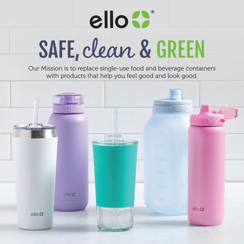 Ello Emma 14oz Vacuum Insulated Stainless Steel Kids Water Bottle with Straw and Built-in Carrying Handle and Leak-Proof Locking Lid for School Backpack, Lunchbox and Outdoor Sports, Sweetheart