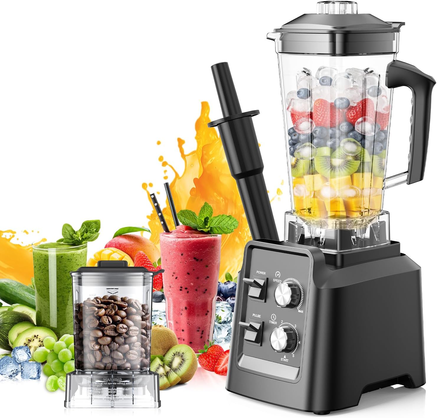 Skiennix 68Oz Countertop Blender - 28000 RPM for Smoothies & Ice Crushing | Self-Cleaning, Black