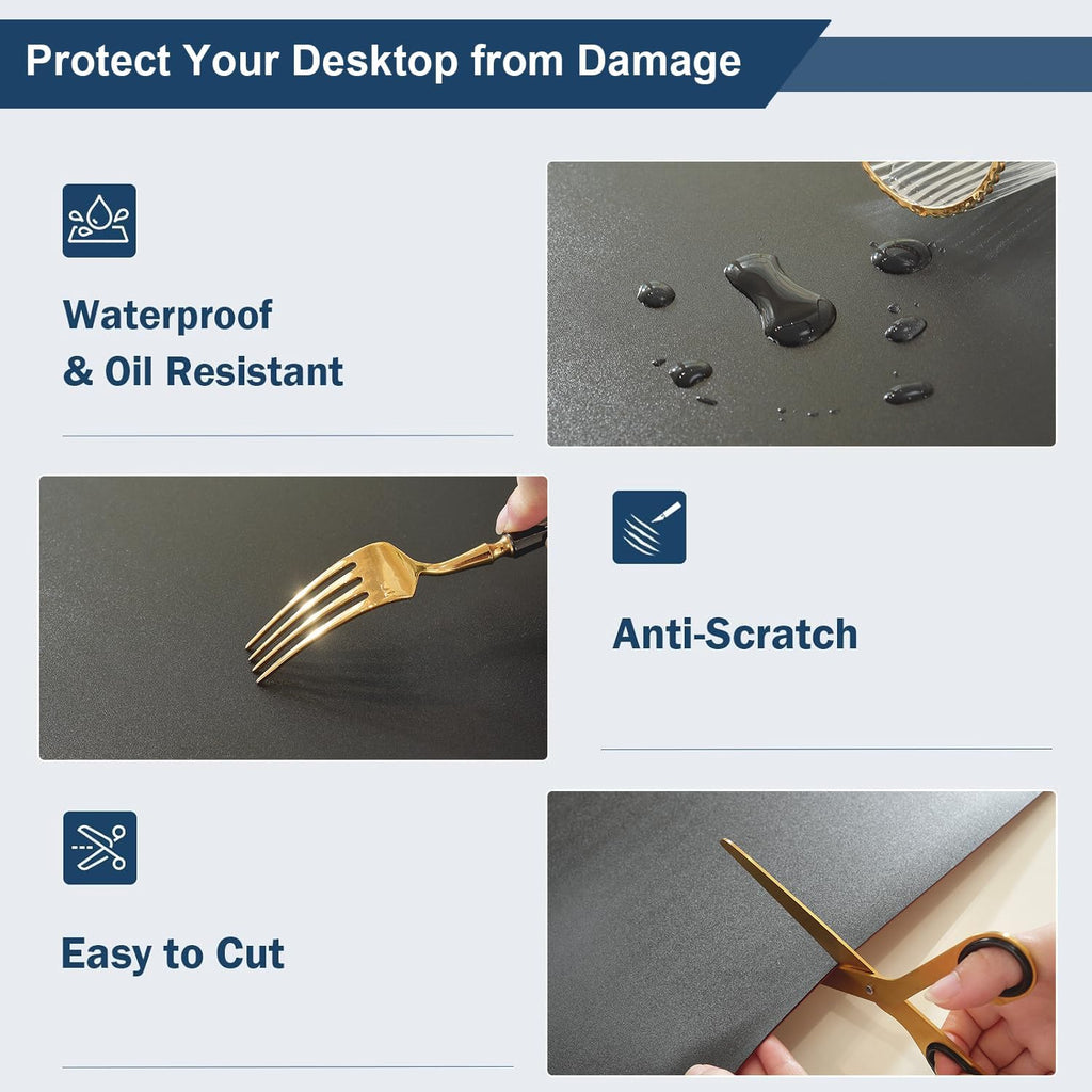 OstepDecor Black Table Protector 36 x 72 Inch, 1.5mm Thick Plastic Table Cover Protector, PVC Table Top Protector, Waterproof Desk Mat Pad for Desktop, Coffee & Dining Room Table