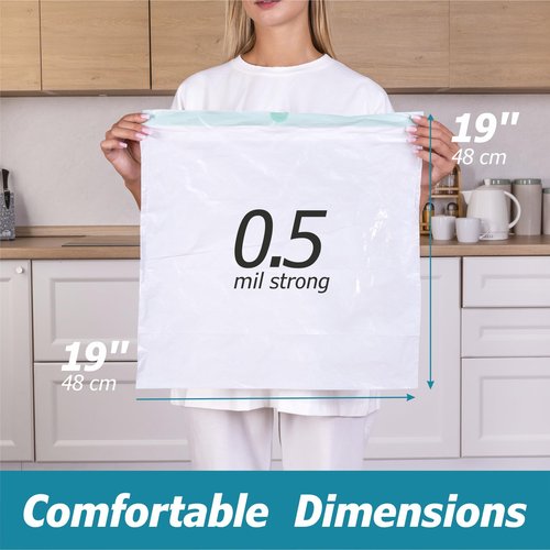 Bay Ridge Laguna 4 Gallon Drawstring Trash Bags - 0.5 Mil Strong - Small Garbage Bags - for Office Bathroom Kitchen - Individual, Unscented, White, 19" x 19", 60 Count