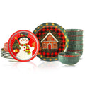 HASENSE 18 Pieces Dinnerware Sets for 6, Christmas Plates and Bowls Set for Valentie's Day, Ceramic Chip Resistant Tableware Dishes Set, Scratch Resistant Microwave and Dishwasher Safe, Multicolor