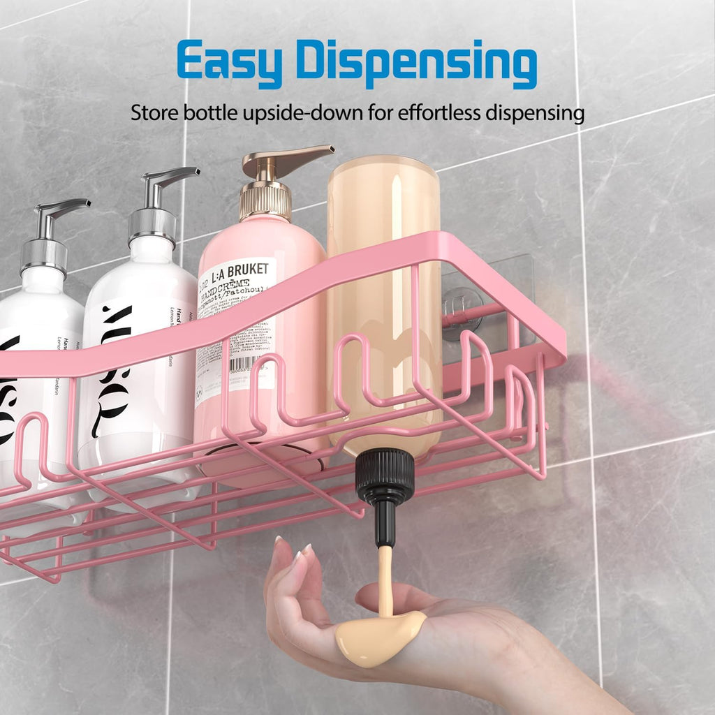 Youvip Adhesive Shower Caddy - No Drilling Bath Organizer Set | 5 Rustproof Shelves in Pink