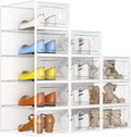 Kuject Shoe Storage Box - Large Crystal Clear Stackable Organizer | Space-Saving 12-Pack for Closet & Entryway