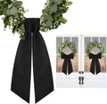 Skiennix Black Wreath Sash - Elegant Linen Ribbon Bow for Front Door & Porch Decor | 2 Pcs Set