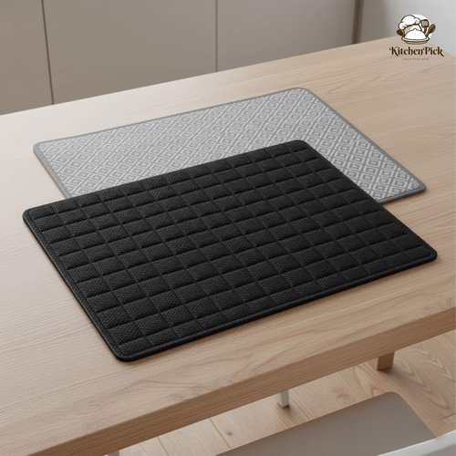 Elegant Duo Microfiber Dish Drying Mat - Large 15" x 20" Quick-Dry, Water-Absorbent Kitchen Counter Mat