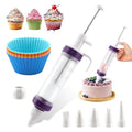 Dessert Decorating Syringed Set Icing Dispenser Tool With 5 Icing Nozzles,2 Connector Rings,8 Cake Baking Cups,Cake Decorating Gun for Frosting Cream to Make Cupcakes