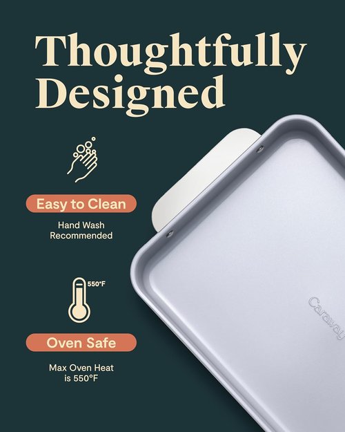 Caraway Non-Stick Ceramic Rectangle Pan Duo - 9”x13” - Naturally Slick & Non-Toxic - Ideal for Brownies & Lasagnas - Gray