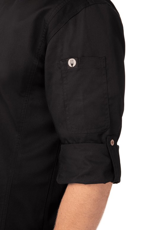 Chef Works Men's Hartford Chef Coat, Black, Large