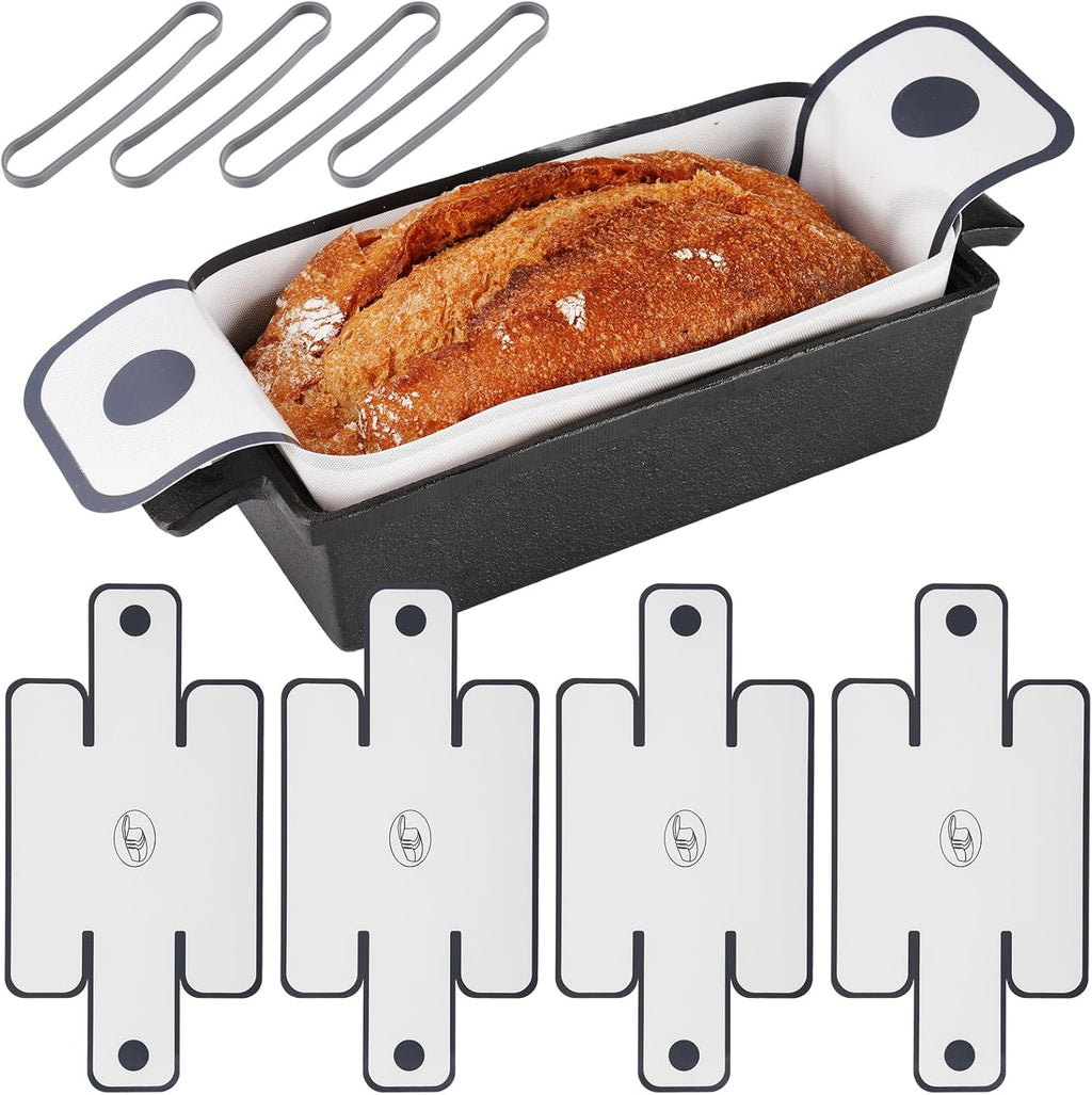 NiHome Silicone Bread Loaf Pan Liners - Reusable Nonstick Design | Fits 9x5, 9.5x5, 10x5 Inch Pans - Easy to Clean (White)