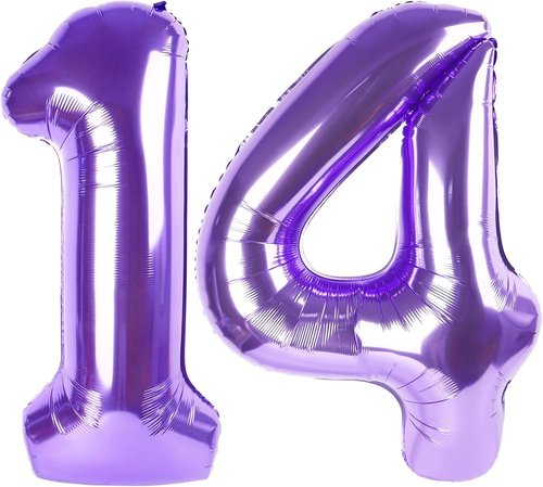 14-Inch Purple Foil Number Balloons by [Brand Name] - Large 14th Birthday Decorations for Events