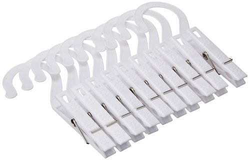 Fox Run Laundry Hooks, Set of 10 Clothing Pin Hooks, White