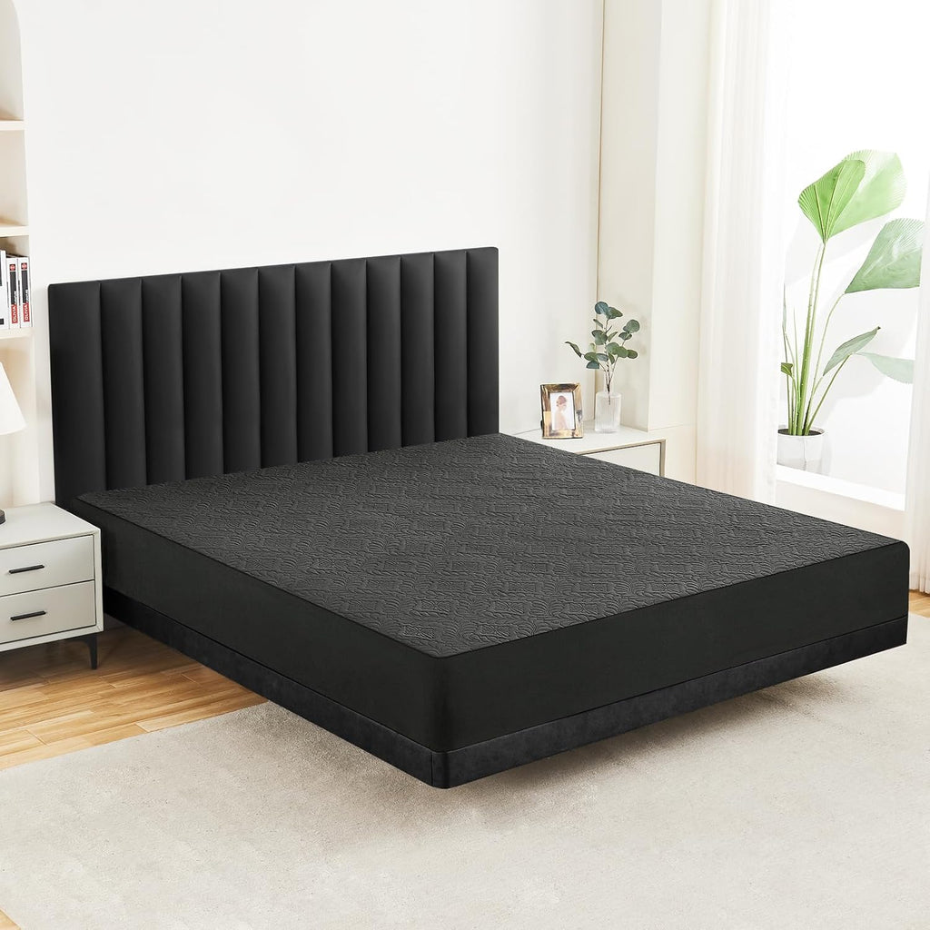 Sufdari Twin Waterproof Mattress Cover - Breathable & Noiseless Quilted Bed Pad | Ultra Soft Dark Grey, Fits 8-18" Deep Pocket