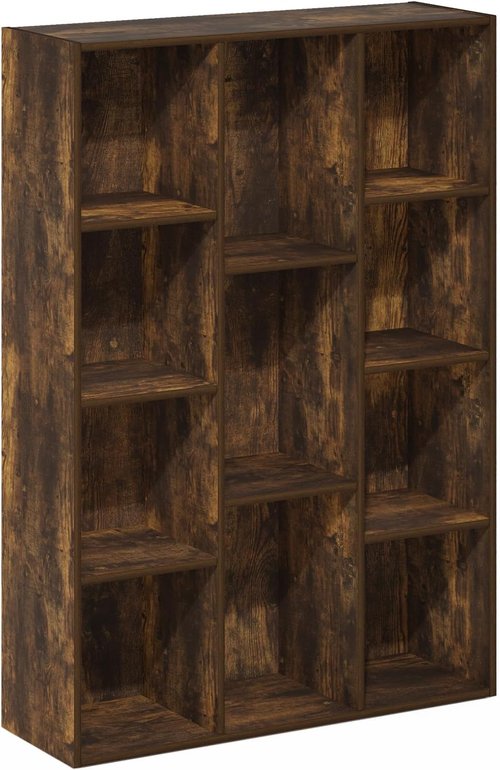 Furinno LUDER 11-Cube Bookshelf - Reversible Design, Easy Assembly | Amber Pine, 9.4 x 29.1 x 41.7 Inches