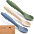KeaBabies Silicone Baby Spoons - Self Feeding Utensils for 6-12 Months | 3-Pack Dishwasher-Safe Set (Slate)