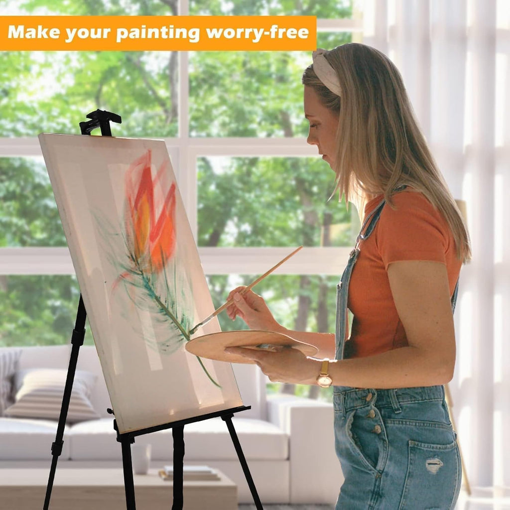 RRFTOK Easel Stand for Sign and Painting - Adjustable Metal Tripod Art Easel 17-66 Inch with Carry Bag | Black