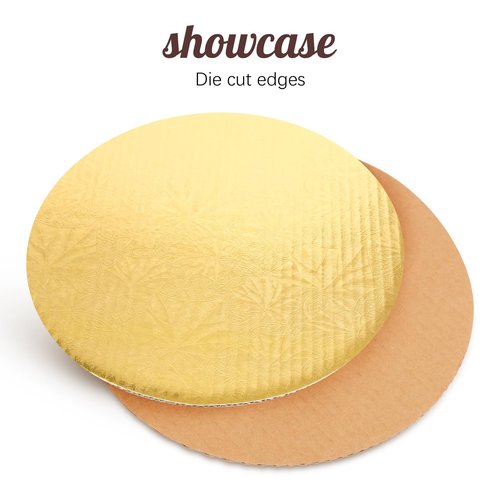 Bekoetoz 40 Pack Cake Boards Round 10 Inch Disposable Cake Plate Corrugated Cardboard Circles Cake Base Decorating Supplies (Gold 10")