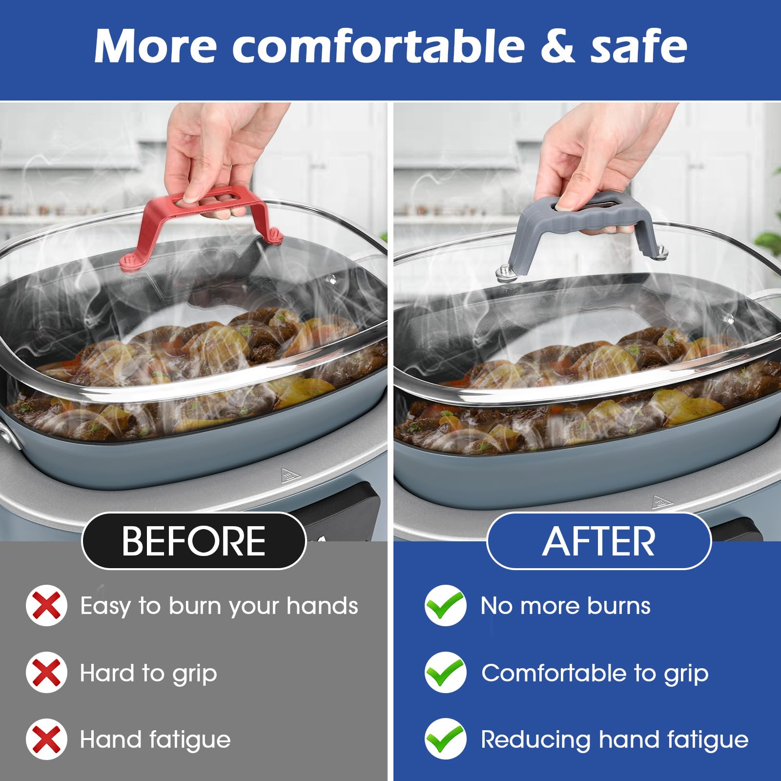 Silicone Lid Handle Cover for Ninja Crockpot Slow Cooker, for Ninja Foodi PossibleCooker Pro Silicone Lid Handle Cover, Sleeve, Holder,Glove,Grip,Kitchen Accessories,Heat-Resistant,No More Hand Burns