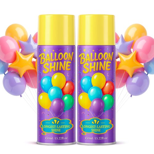 Balloon Shine Spray for Party : 15 oz Balloons Spray Silicone for Halloween Birthday Decorations - Long Lasting Instant High Shine Waterproof for Outdoor Décor (2 PACK)