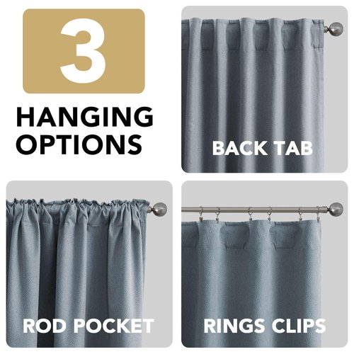 H.VERSAILTEX 100% Blackout Curtains Back Tab Full Light Blocking Curtain Draperies with Gray Coating Thermal Insulated Window Treatment Set of 2 Panels, 52" W x 84" L, Stone Blue