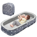 Lvimilio Portable Toddler Travel Bed, Foldable Kids Floor Bed for Home/Travel with Foam Mattres, Toddler Cot for Kids Aged 1-4, Velvet Fabric