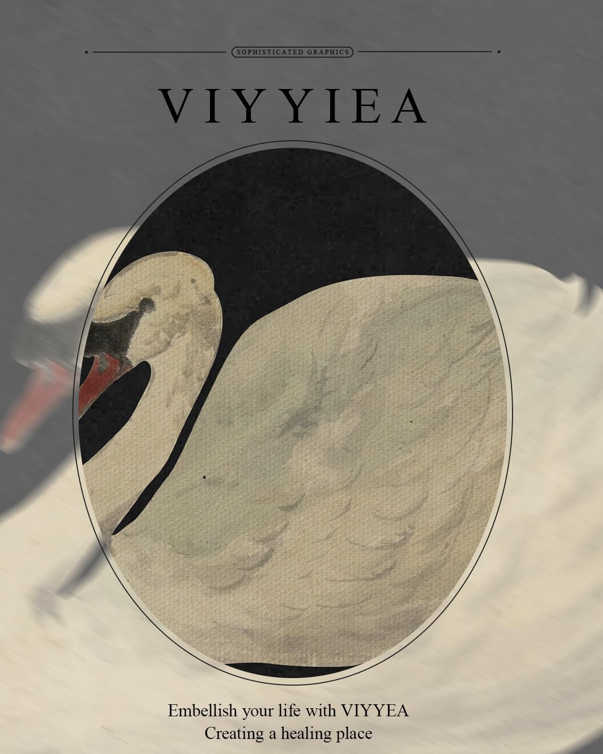 VIYYIEA Vintage Canvas Wall Art - Graceful Swan Painting for Rustic Bathroom & Farmhouse Decor