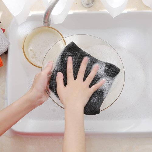 Homaxy 100% Cotton Dish Cloths - Ultra Soft, Absorbent & Quick Drying | 12x12 Inches, 18-Pack, Black