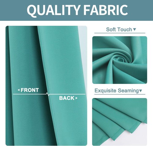 ChrisDowa Blackout Curtains - Thermal Insulated Room Darkening Panels, Teal, 52 x 108 Inches, 2-Panel Set