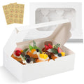 KGVZPT White Cupcake Boxes Holds 6 Standard Cupcake Container,50 Packs,Pastry and Bakery,9.4x6.1x3.14Inches Cookie Boxes with Window and Six Treat Holder for Birthday Holiday Party Bakery
