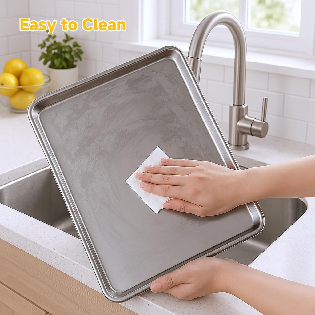 Ohtomber Stainless Steel Baking Sheet Pan Set - Heavy Duty 3 Pack Cookie Sheets | 9/12/16 Inch Oven Trays