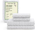 Skiennix 100% Organic Cotton Full Sheet Set - Ultra Soft, Breathable, GOTS Certified, White with Grey Dots, Fits Mattresses Up to 15 Inches Deep