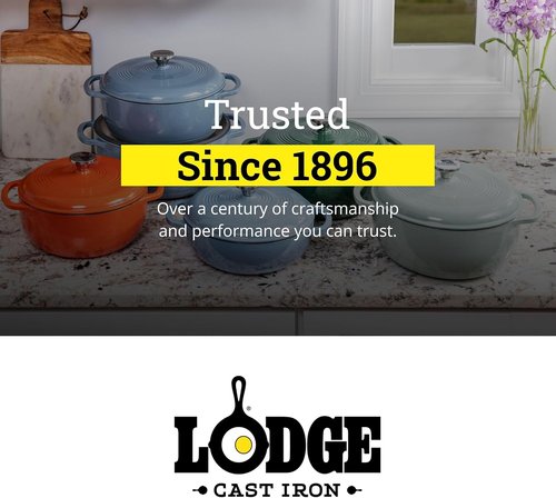 Lodge Enamel Cast Iron Dutch Oven - Ideal for Baking, Braising & Slow Cooking - 6 Quart - Oyster White