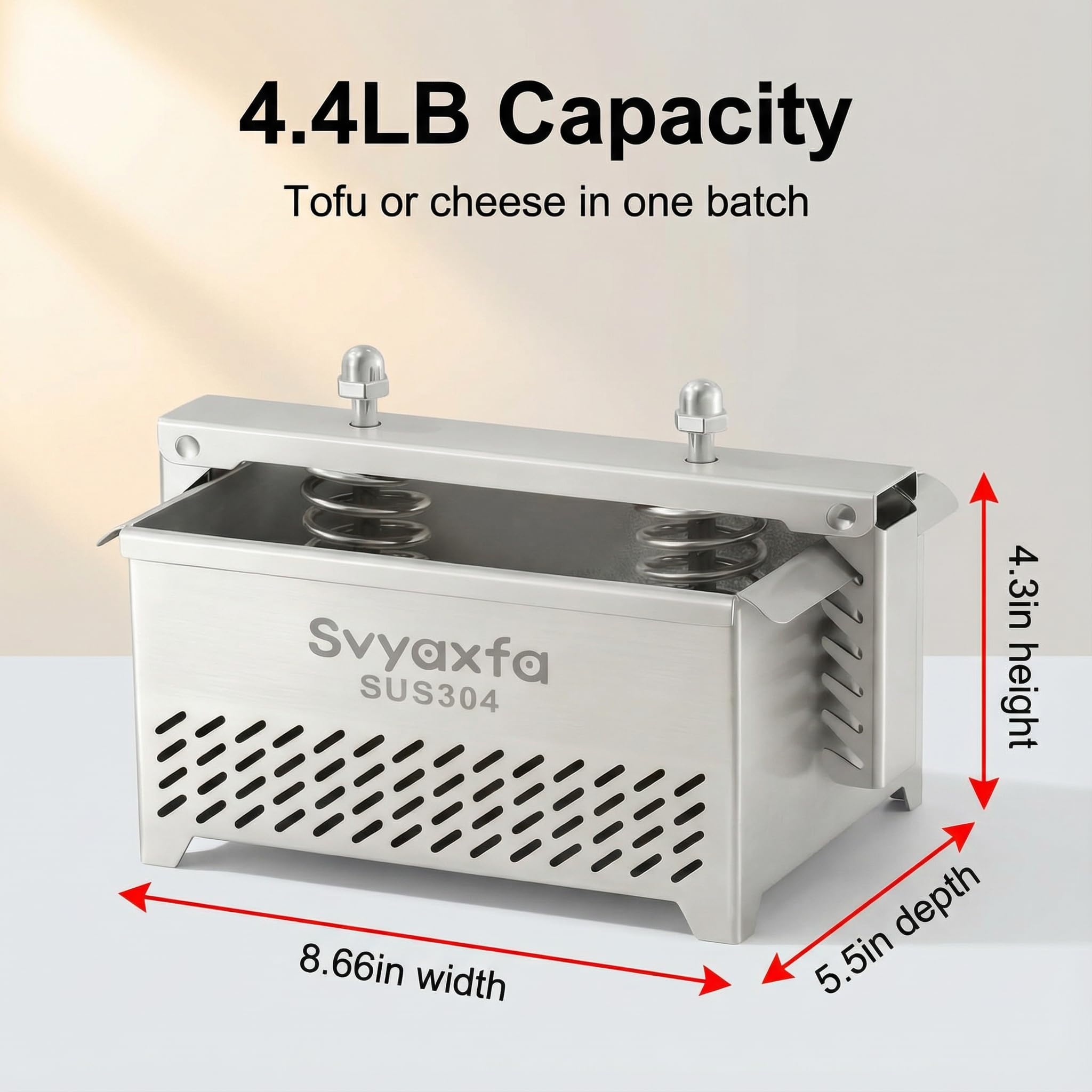 Tofu Press Stainless Steel Tofu press Paneer Maker Cheese Press - Quick Water Removal in 10-30 Mins - Perfect for Silken, Firm or Extra Firm Tofu - BPA Free Dishwasher Safe Food Strainer XL
