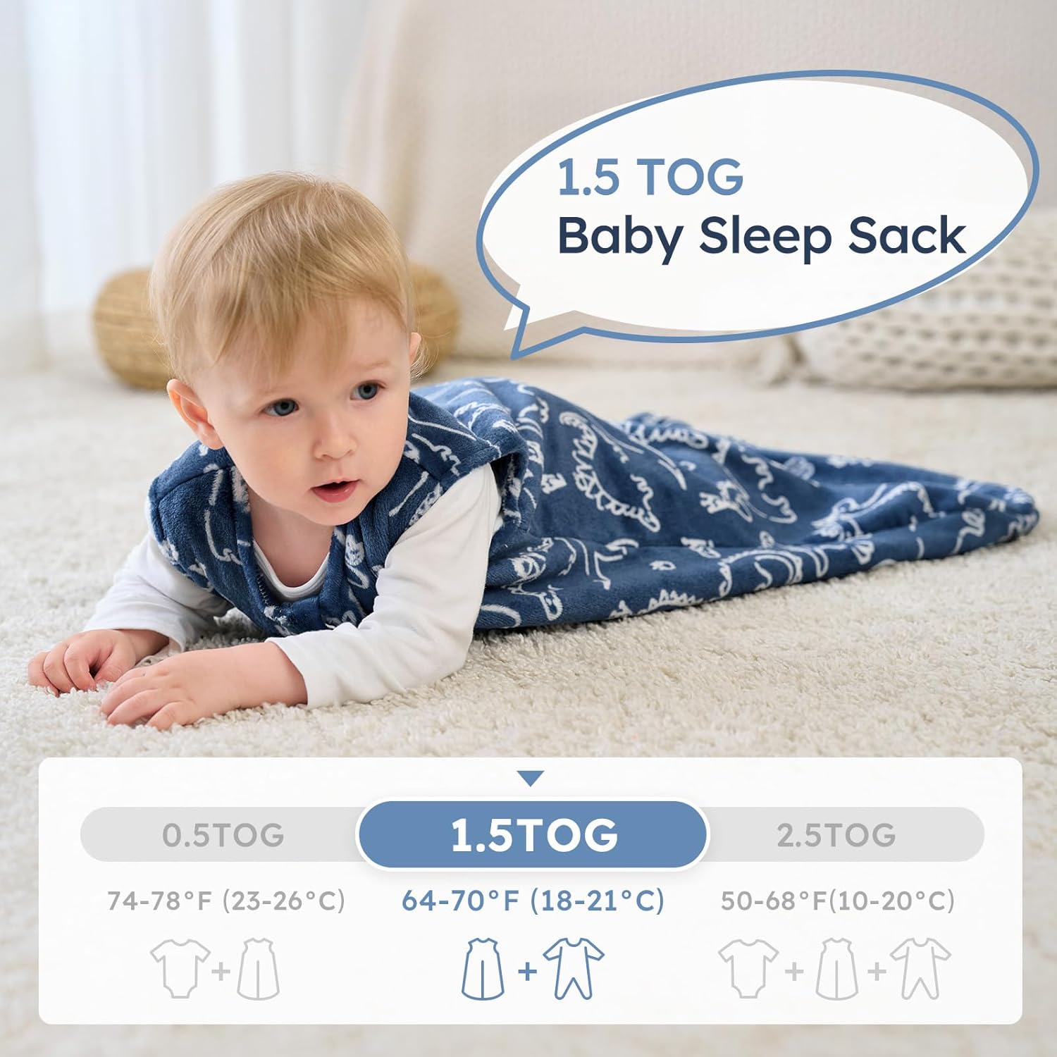 Yoofoss Baby Sleep Sack | 1.5 Tog Fleece Wearable Blanket for 0-6 Months | Soft & Lightweight