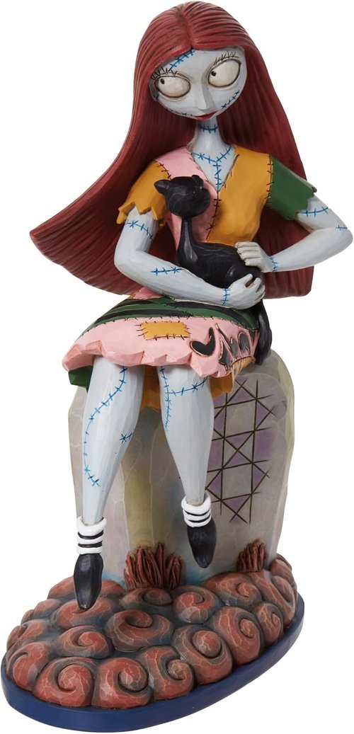 Enesco Jim Shore Nightmare Before Christmas Figurine - Sally & Cat on Gravestone | 8 Inch, Multicolor
