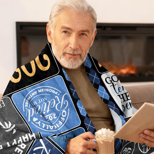 LONQELI Retirement Gifts Blanket for Men 2026, Happy Retirement Gifts for Dad, Coworker, Husband, Funny Retired Present Throw 50"x60" for Retirees