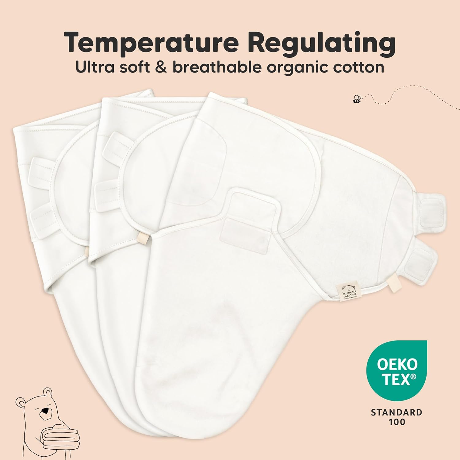 Skiennix Organic Baby Swaddle Sleep Sacks - Soft & Snug Swaddles for Newborns 3-6 Months | Bunnies Design, Large