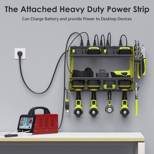 CCCEI Modular Power Tool Organizer - Wall Mount Charging Station & Heavy Duty Rack | Green, 1 Pack