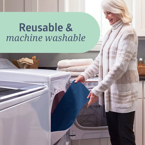 Medline Washable Bed Pads - Large 34 x 36 Inch Reusable Underpads for Incontinence | 4 Pack, Navy & Gray