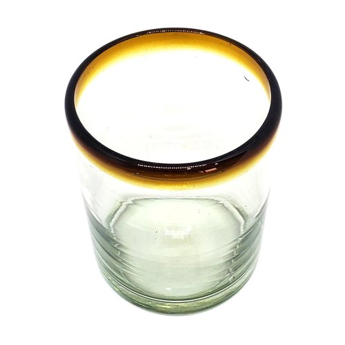 MexHandcraft Amber Rim 10 oz Tumblers (set of 6), Recycled Glass, Lead-free, Toxin-Free (Tumbler)