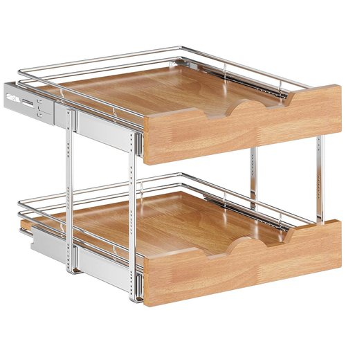 OCG Pull Out Cabinet Organizer 20" W x 21" D, 2 Tier Slide Out Shelf, Heavy-Duty Pull Out Drawer for Cabinets, Base Cabinet Organization for Kitchen, Pantry, Bathroom