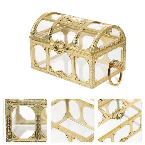 Totority Transparent Pirate Treasure Crystal Boxes 2Pcs Durable Plastic Jewelry & Trinket Organizers, Secure Keepsake Chests Perfect for Home Decor, Present Giving & Collectible Storage, Ideal for Ki