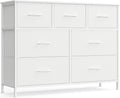 SONGMICS Dresser - Stylish Chest of Drawers with 7 Non-Woven Fabric Bins | Cloud White & Snow White