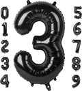 Numbers Balloon - 40 Inch Large Black Balloon for Three Year Old Birthday Decor | Party Decorations