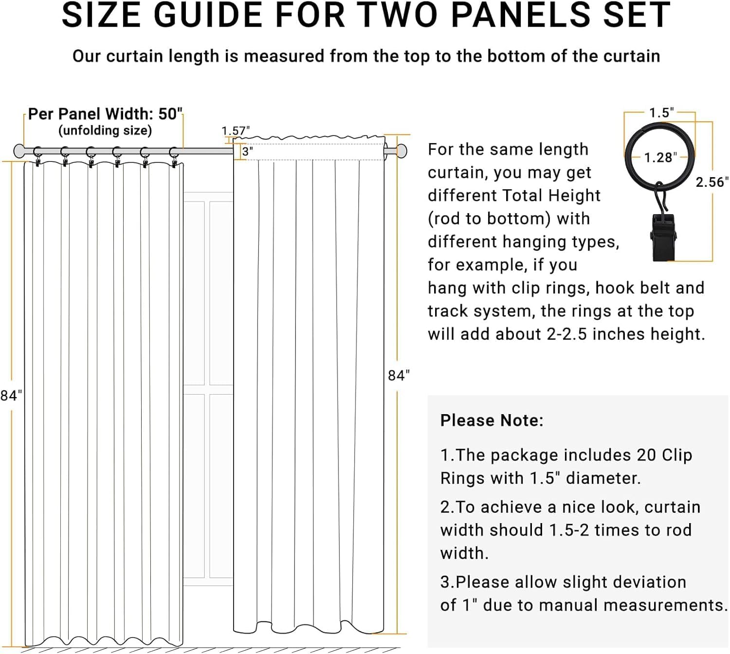 Skiennix 100% Blackout Curtains - Thermal Insulated Faux Linen | 84" Length, 2 Panels, Butter Cream