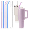 [6Pcs] Reusable Glass Straws for Simple Modern 40 oz - 12" x 10mm Replacement Glass Straws Shatter Resistant for Stanley 40 oz Tumbler, Straw with 2 Brushes for Stanley Cup Accessories