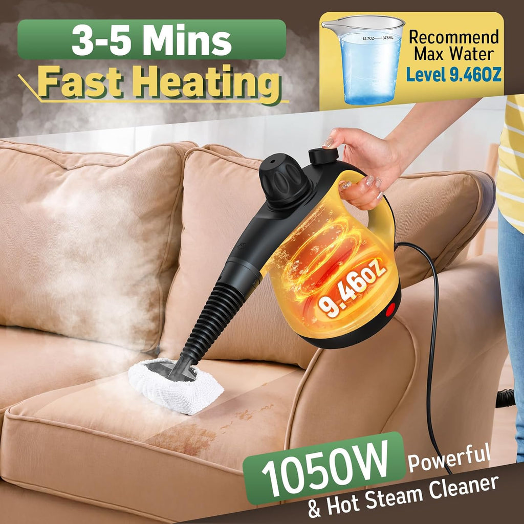 Skiennix Pressurized Handheld Steam Cleaner - Multi-Purpose Portable Steamer with 11 Accessories for Home Deep Cleaning