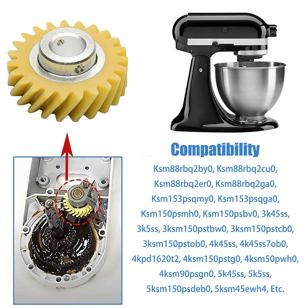 (2/Pack) W10112253 Mixer Worm Gear Compatible with Whirlpool & KitchenAid Mixers Gear Replace Parts 4162897 4169830 AP4295669 PS11748374 4161531 WPW10112253