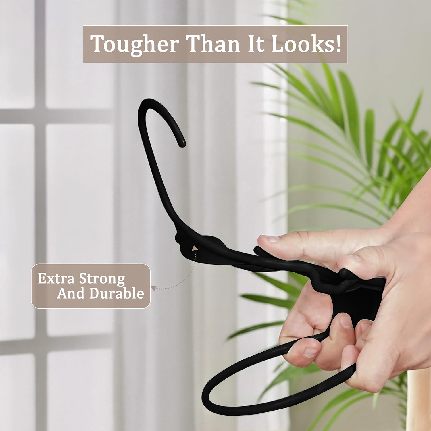 Utopia Home Plastic Hangers - 50 Pack Space-Saving Non-Slip Clothes Hangers for Closet Organization | Black